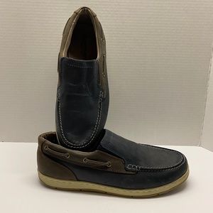 Nunn Bush Mens Navy Leather MocToe Slip on